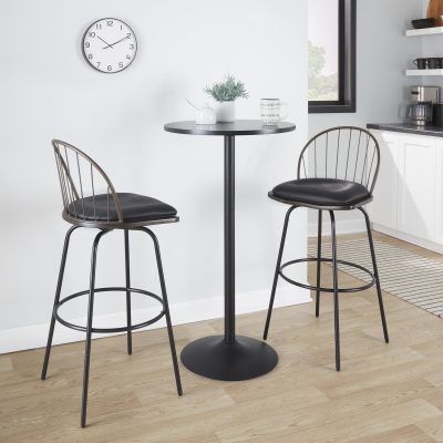Riley Claire 30-Inch Farmhouse Swivel Barstool Black/Brown (Set of 2)