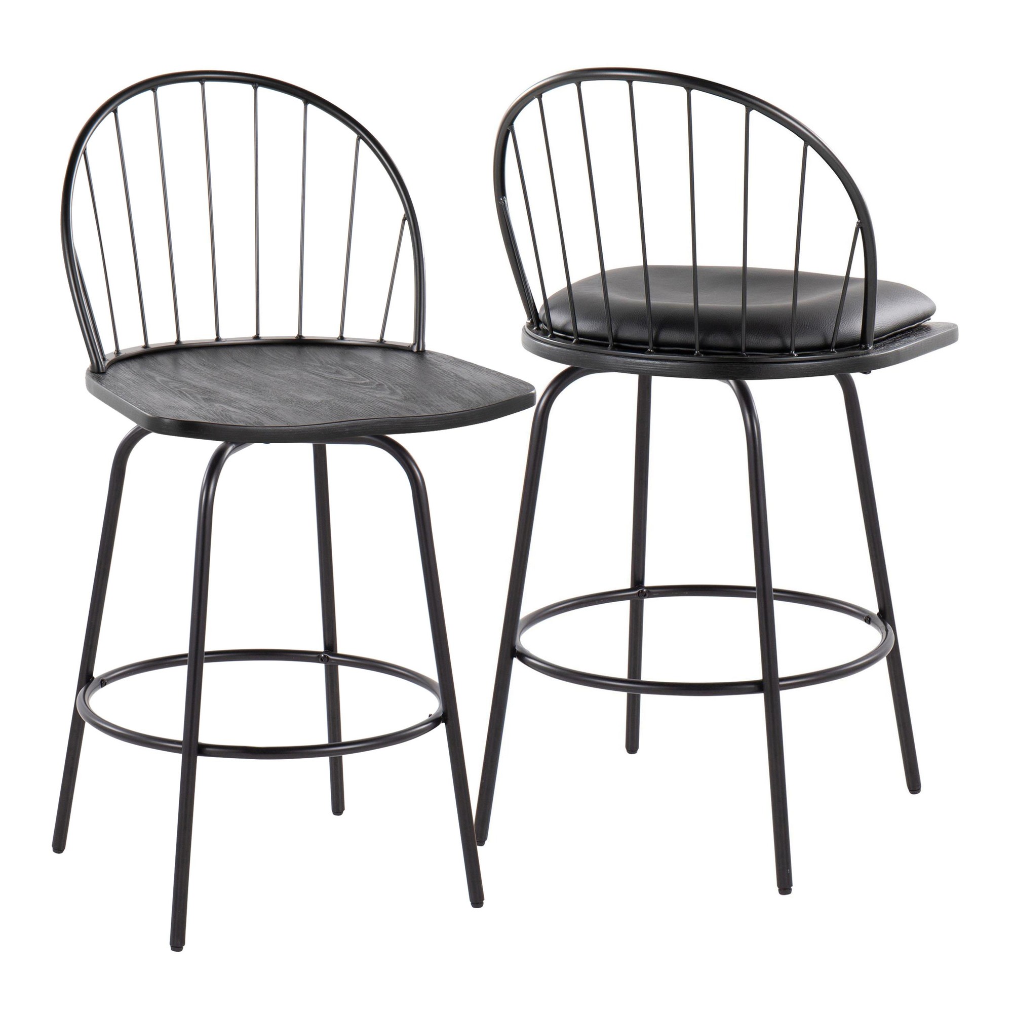 Riley Claire Black Farmhouse 26-Inch Swivel Counter Stools (Set of 2) 11 Riley Claire Black Farmhouse 26-Inch Swivel Counter Stools (Set of 2) - Image 11