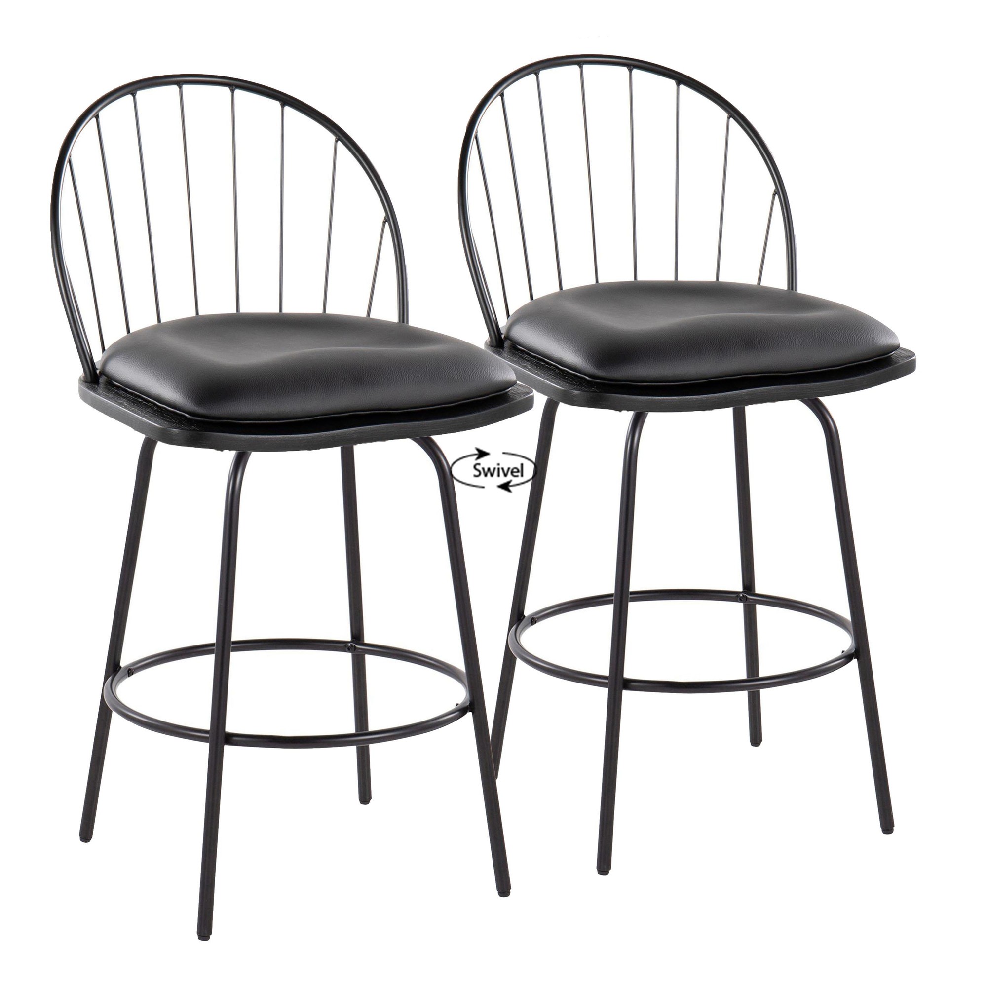Riley Claire Black Farmhouse 26-Inch Swivel Counter Stools (Set of 2) 5 Riley Claire Black Farmhouse 26-Inch Swivel Counter Stools (Set of 2) - Image 5