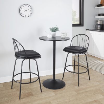 Riley Claire Black Farmhouse 26-Inch Swivel Counter Stools (Set of 2)