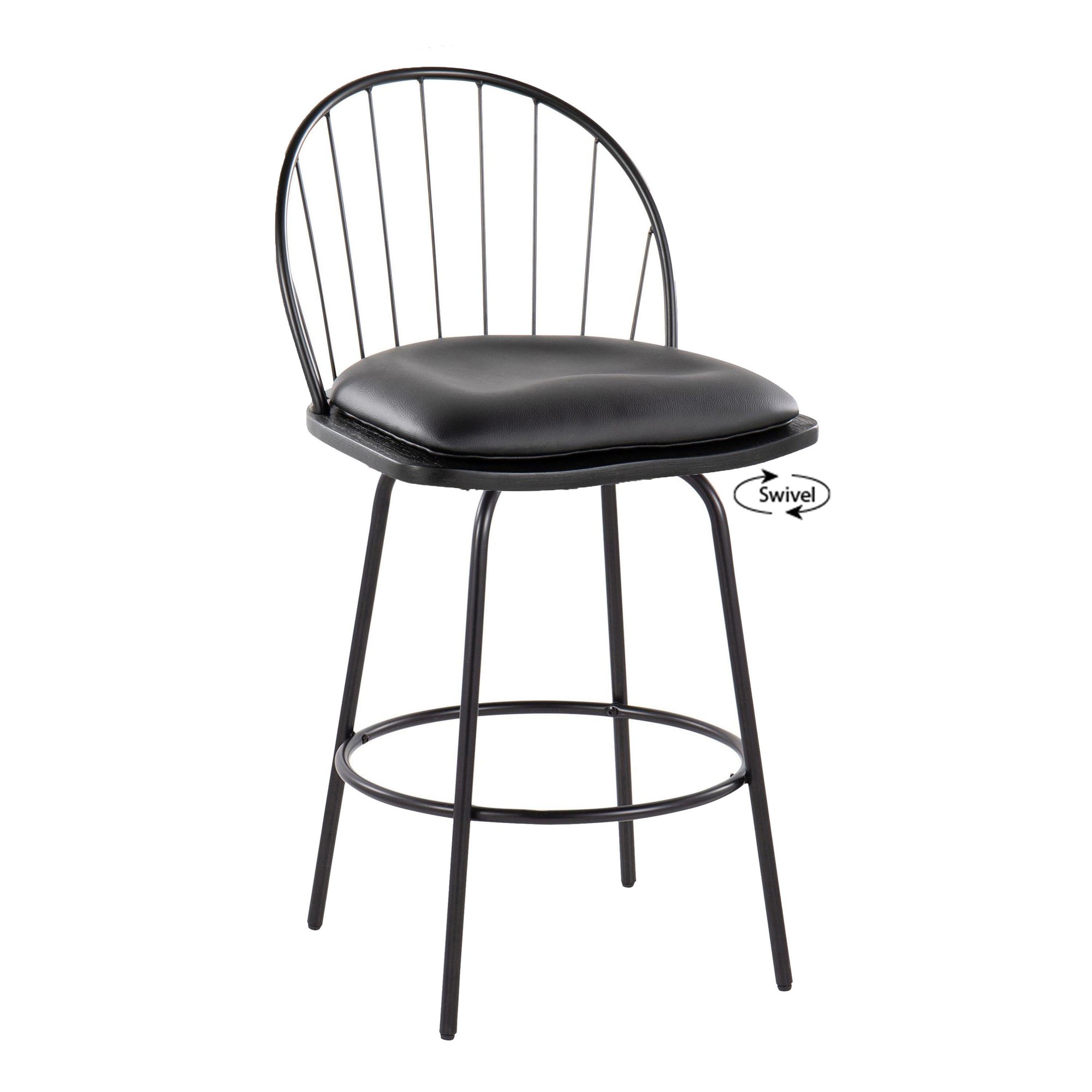 Riley Claire Black Farmhouse 26-Inch Swivel Counter Stools (Set of 2) 6 Riley Claire Black Farmhouse 26-Inch Swivel Counter Stools (Set of 2) - Image 6