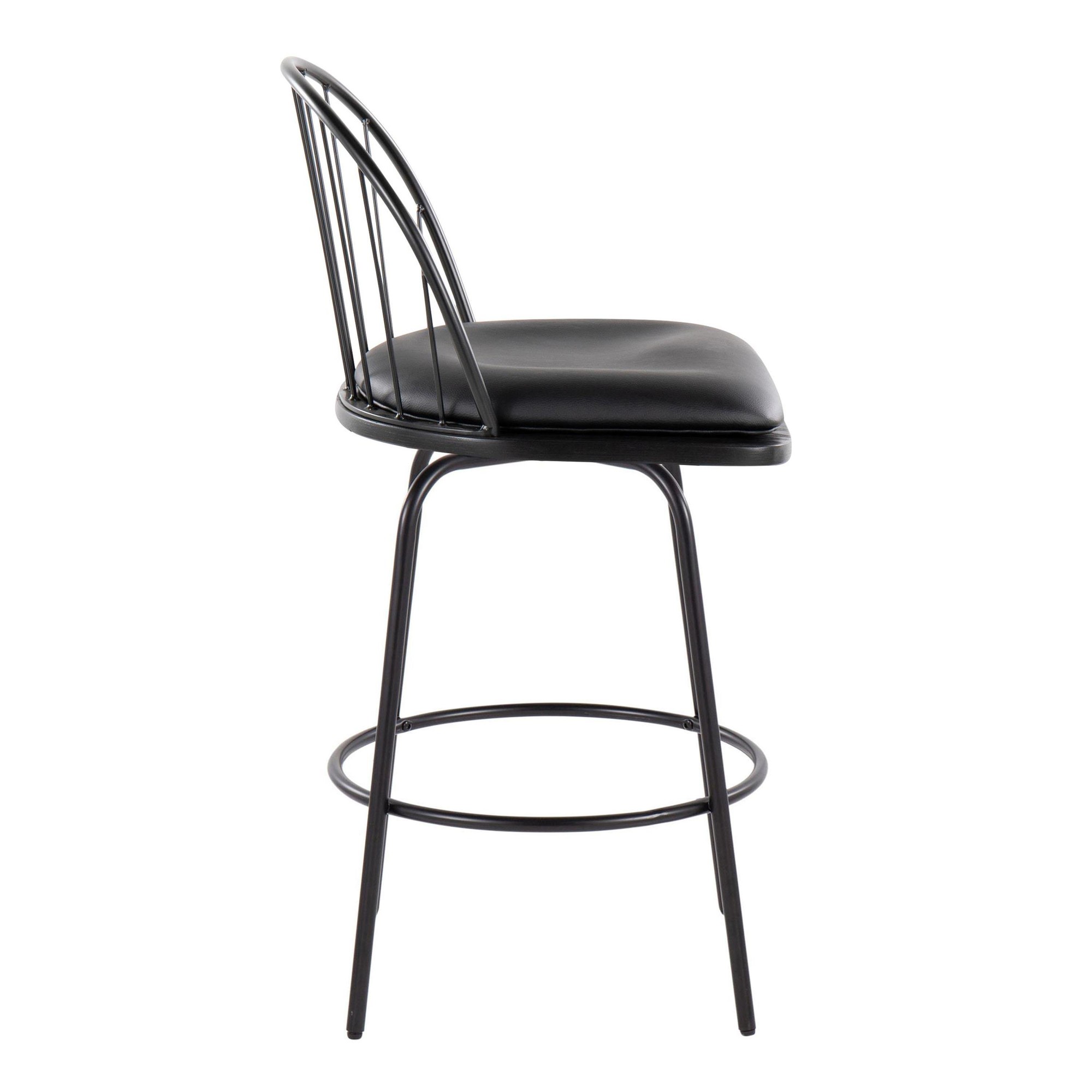 Riley Claire Black Farmhouse 26-Inch Swivel Counter Stools (Set of 2) 7 Riley Claire Black Farmhouse 26-Inch Swivel Counter Stools (Set of 2) - Image 7