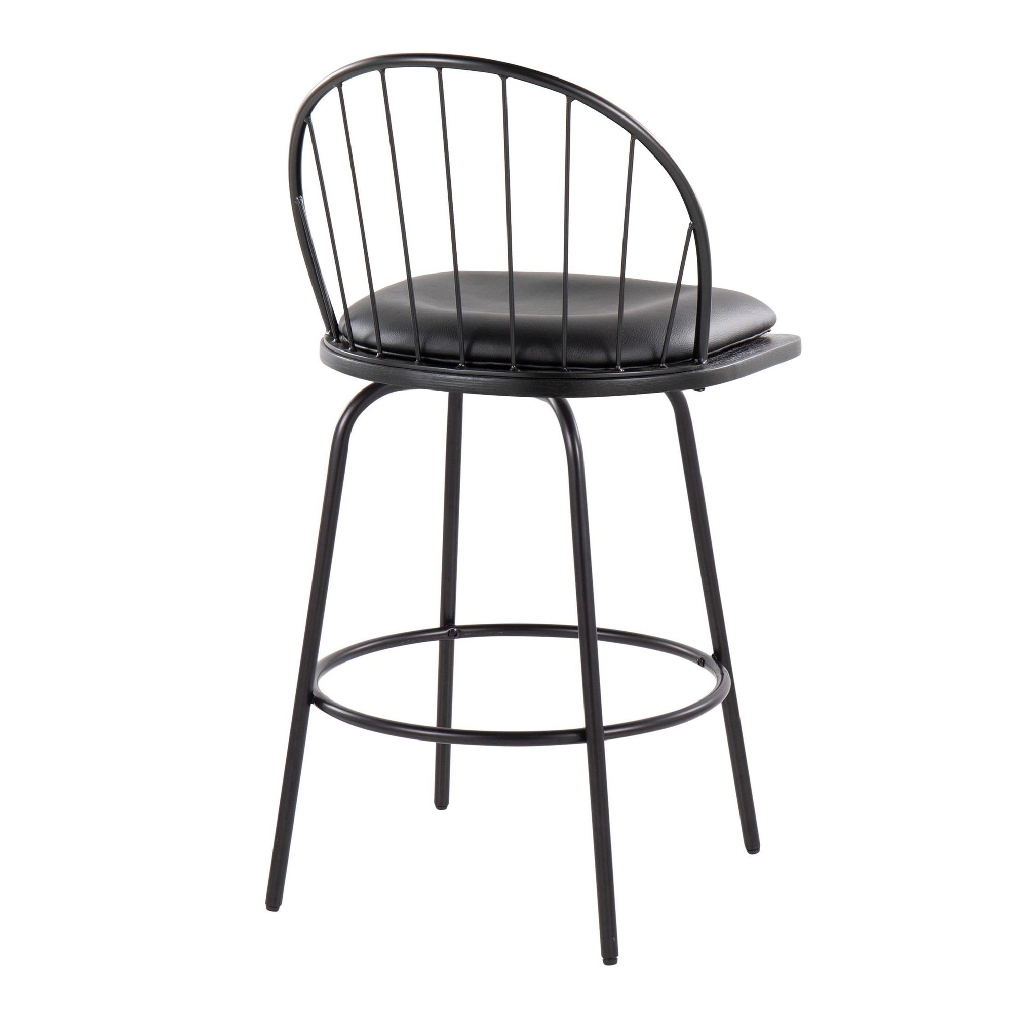 Riley Claire Black Farmhouse 26-Inch Swivel Counter Stools (Set of 2) 8 Riley Claire Black Farmhouse 26-Inch Swivel Counter Stools (Set of 2) - Image 8