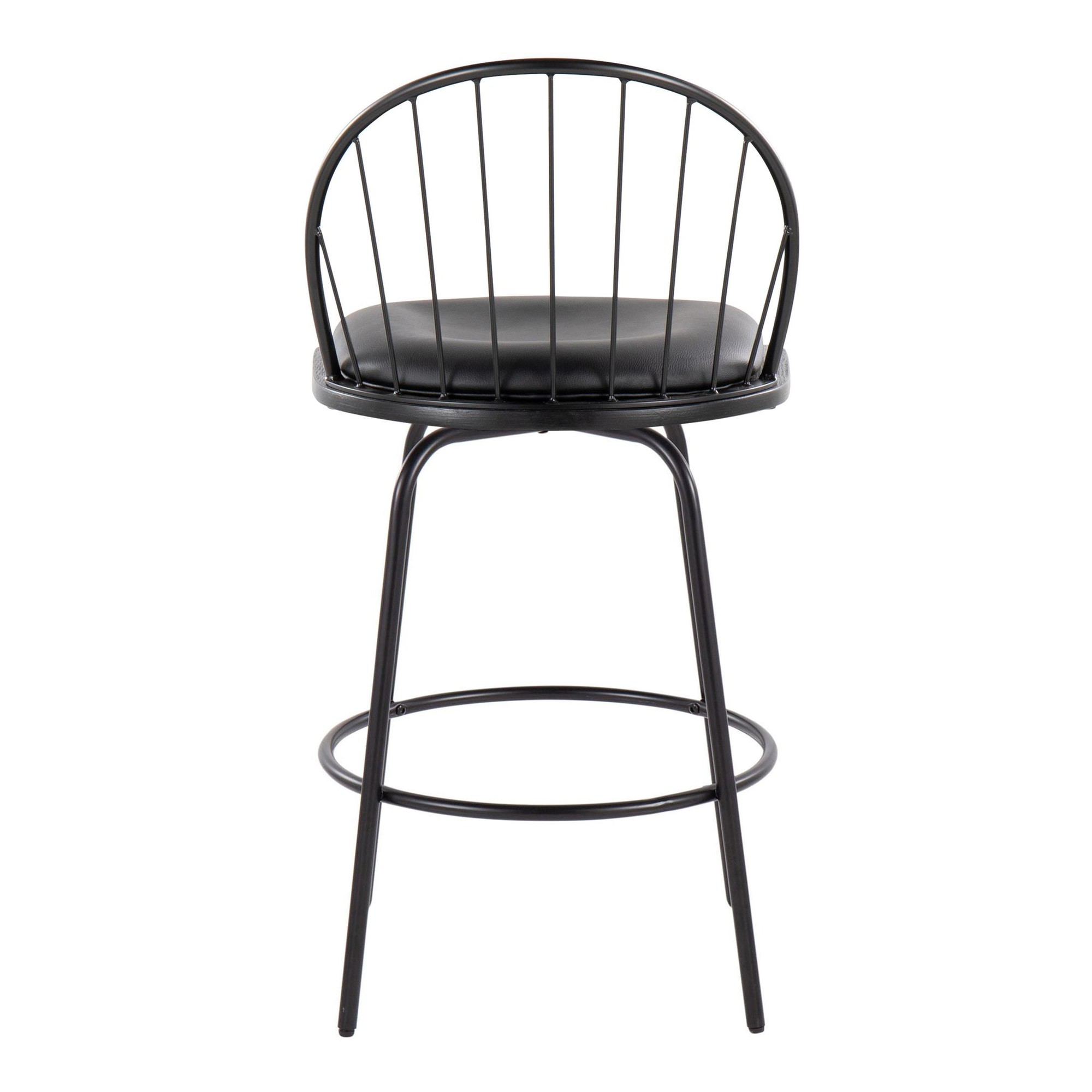 Riley Claire Black Farmhouse 26-Inch Swivel Counter Stools (Set of 2) 9 Riley Claire Black Farmhouse 26-Inch Swivel Counter Stools (Set of 2) - Image 9