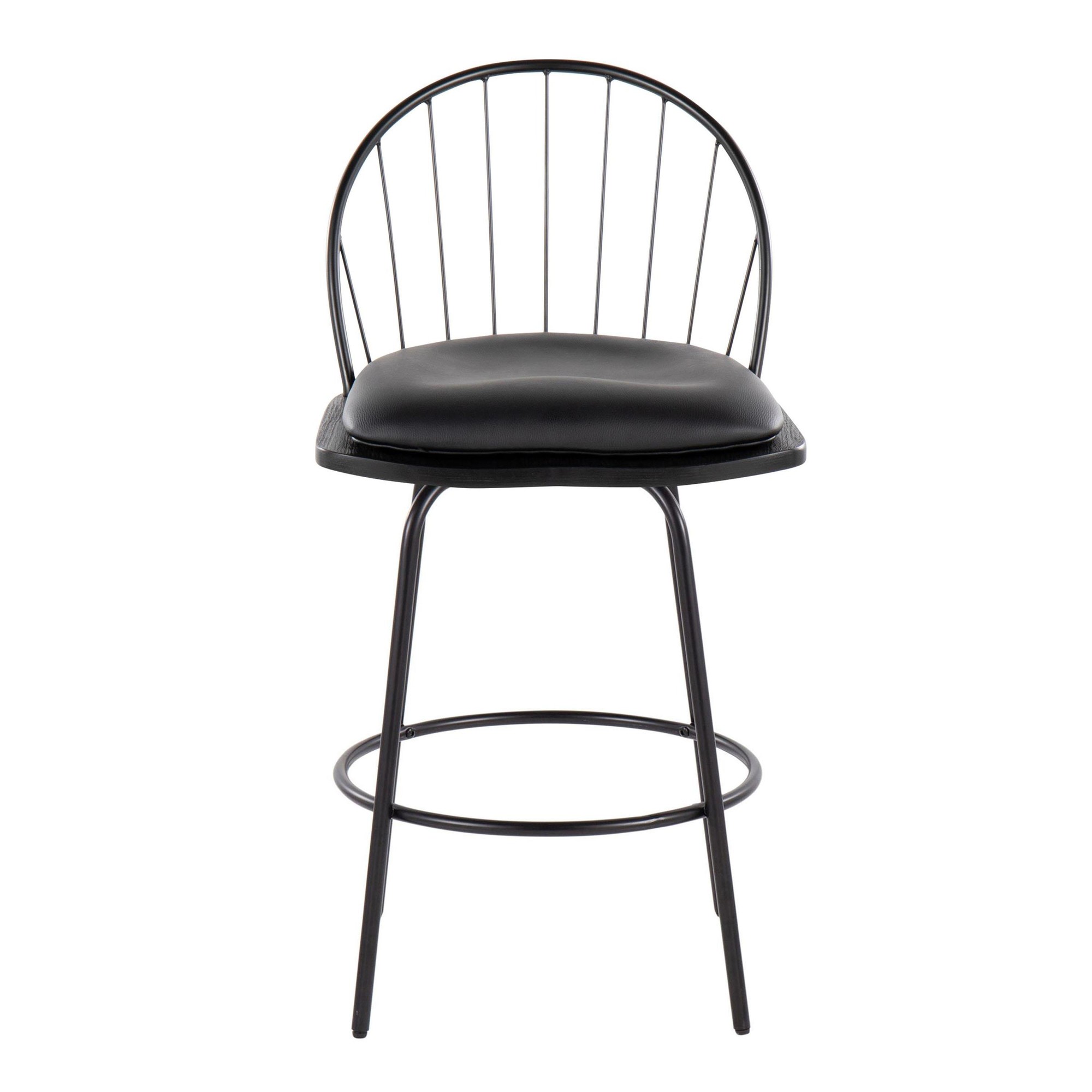 Riley Claire Black Farmhouse 26-Inch Swivel Counter Stools (Set of 2) 10 Riley Claire Black Farmhouse 26-Inch Swivel Counter Stools (Set of 2) - Image 10