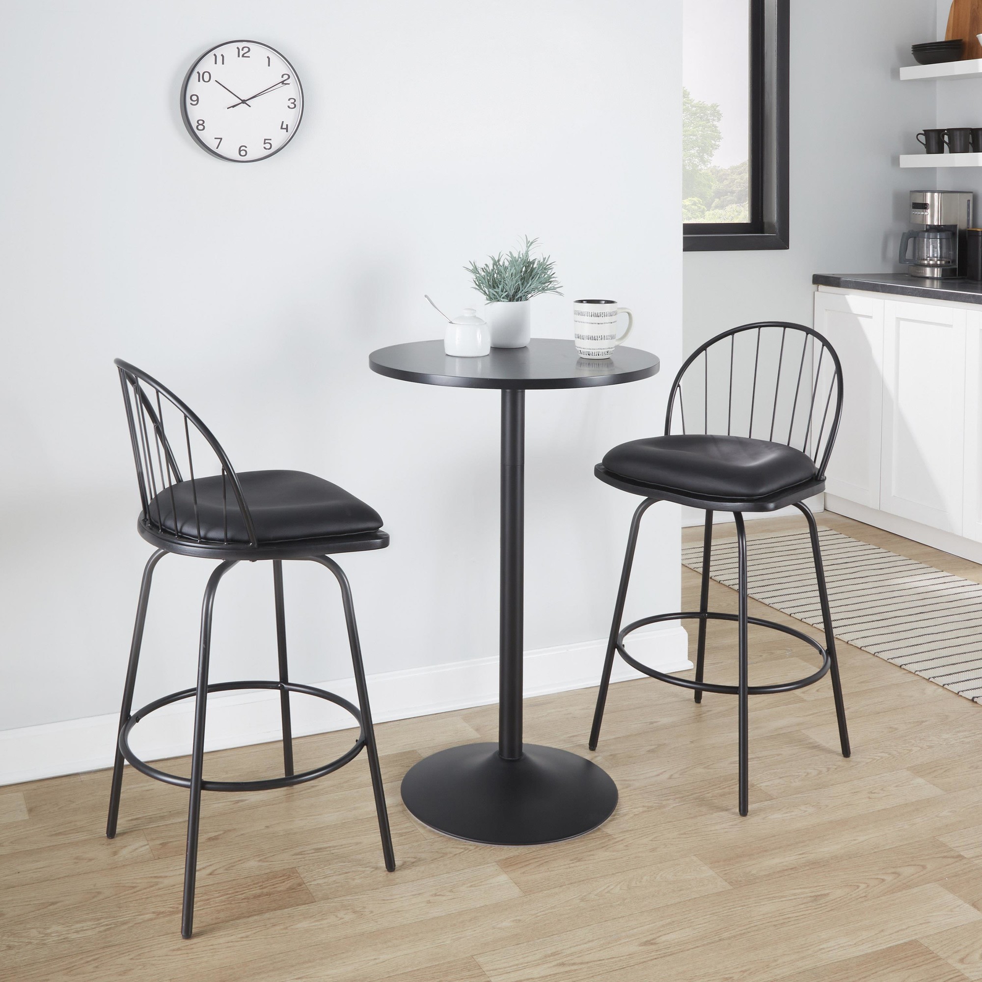 Riley Claire Black Farmhouse 26-Inch Swivel Counter Stools (Set of 2) 1 Riley Claire Black Farmhouse 26-Inch Swivel Counter Stools (Set of 2)