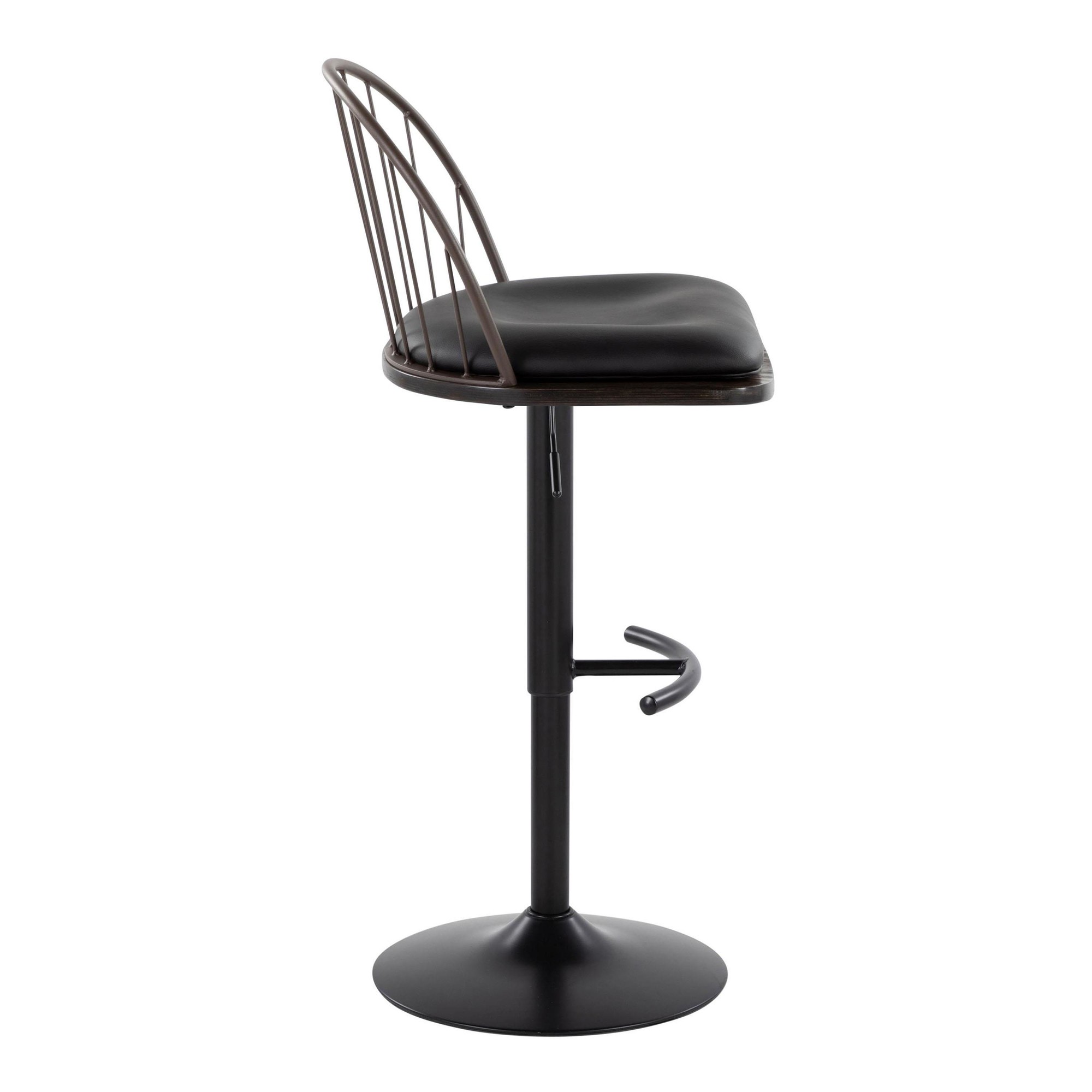 Riley Farmhouse Adjustable Swivel Barstool Black/Bronze Wood (Set of 2) 7 Riley Farmhouse Adjustable Swivel Barstool Black/Bronze Wood (Set of 2) - Image 7