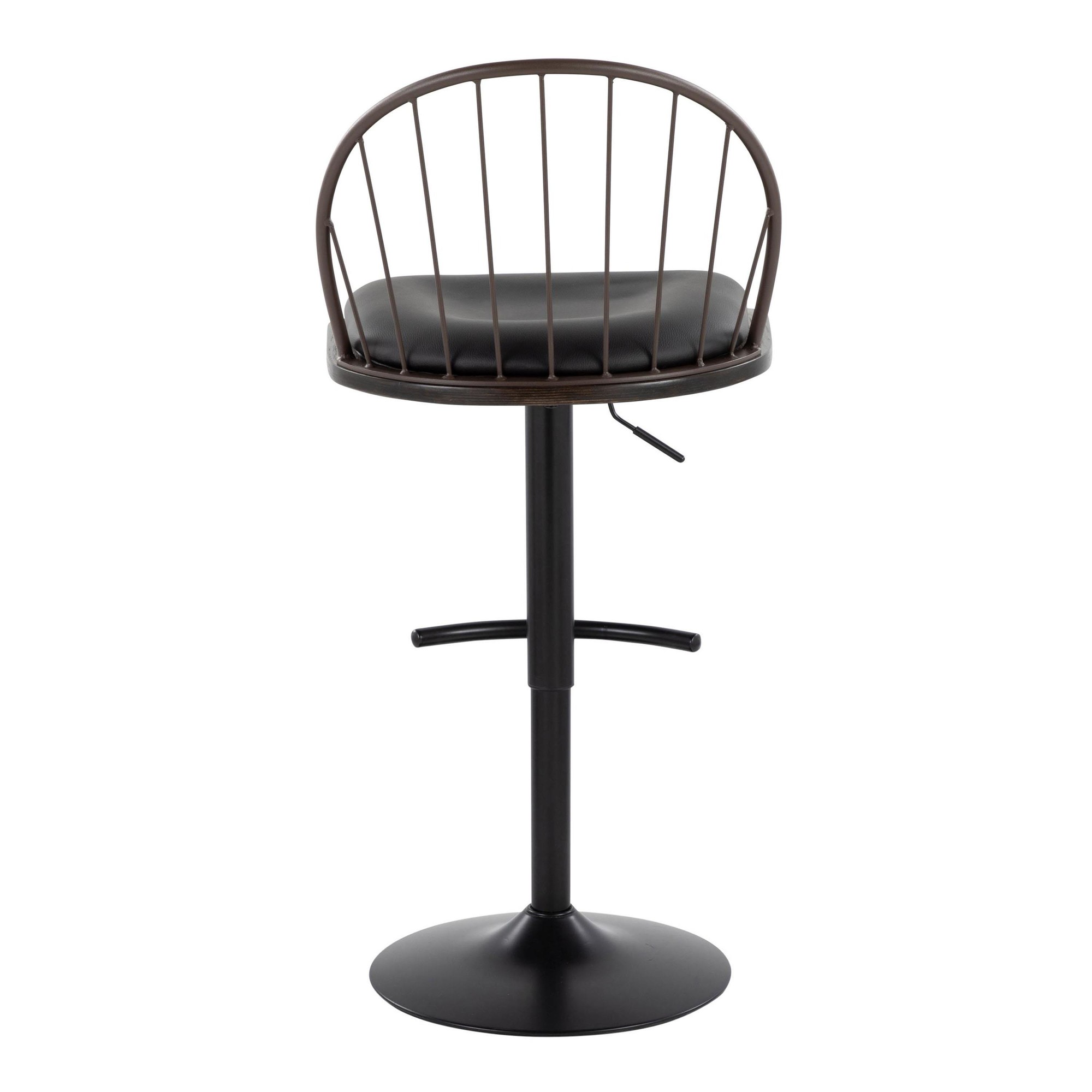 Riley Farmhouse Adjustable Swivel Barstool Black/Bronze Wood (Set of 2) 9 Riley Farmhouse Adjustable Swivel Barstool Black/Bronze Wood (Set of 2) - Image 9