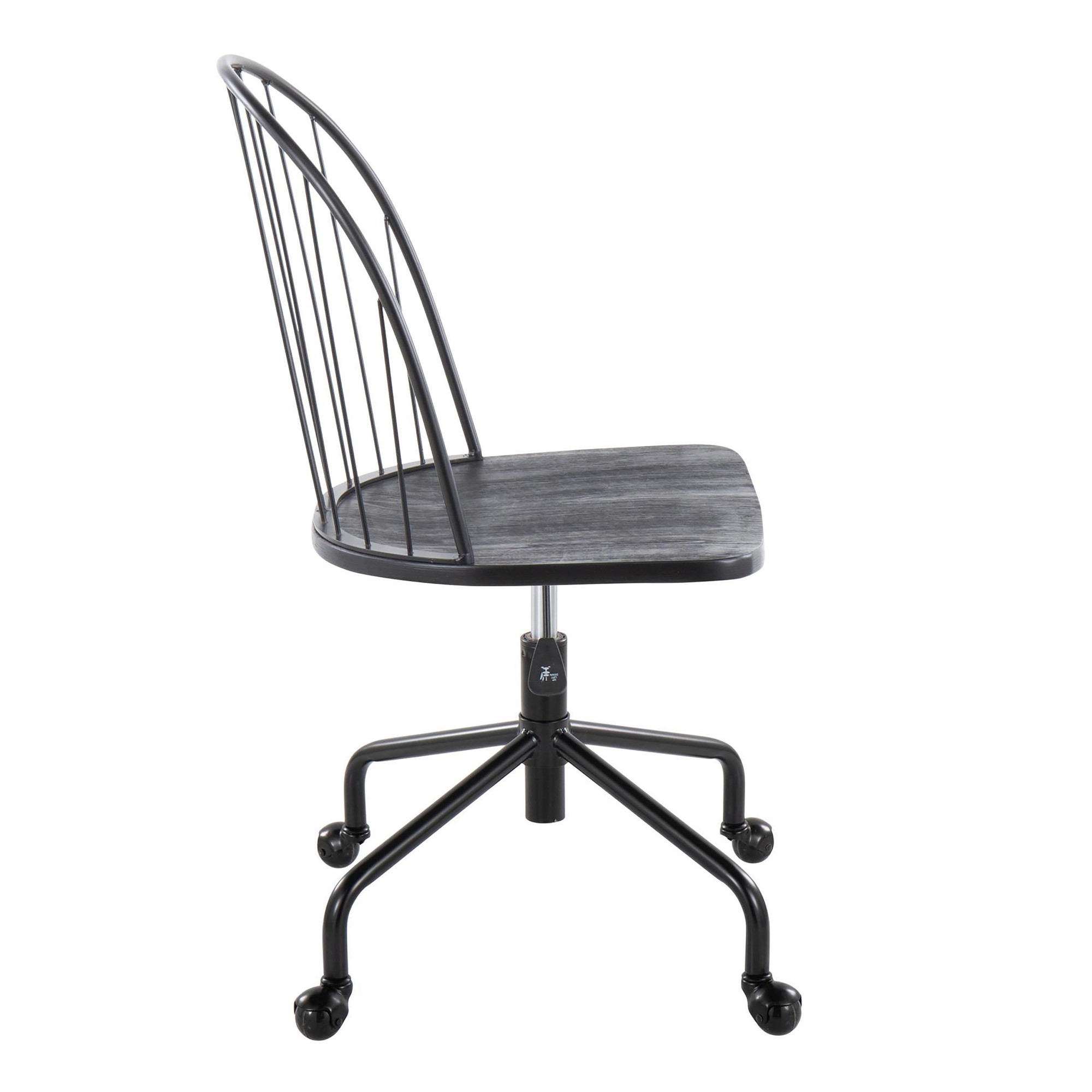 Riley Farmhouse Black Metal Wood High Back Office Chair 4 Riley Farmhouse Black Metal Wood High Back Office Chair - Image 4