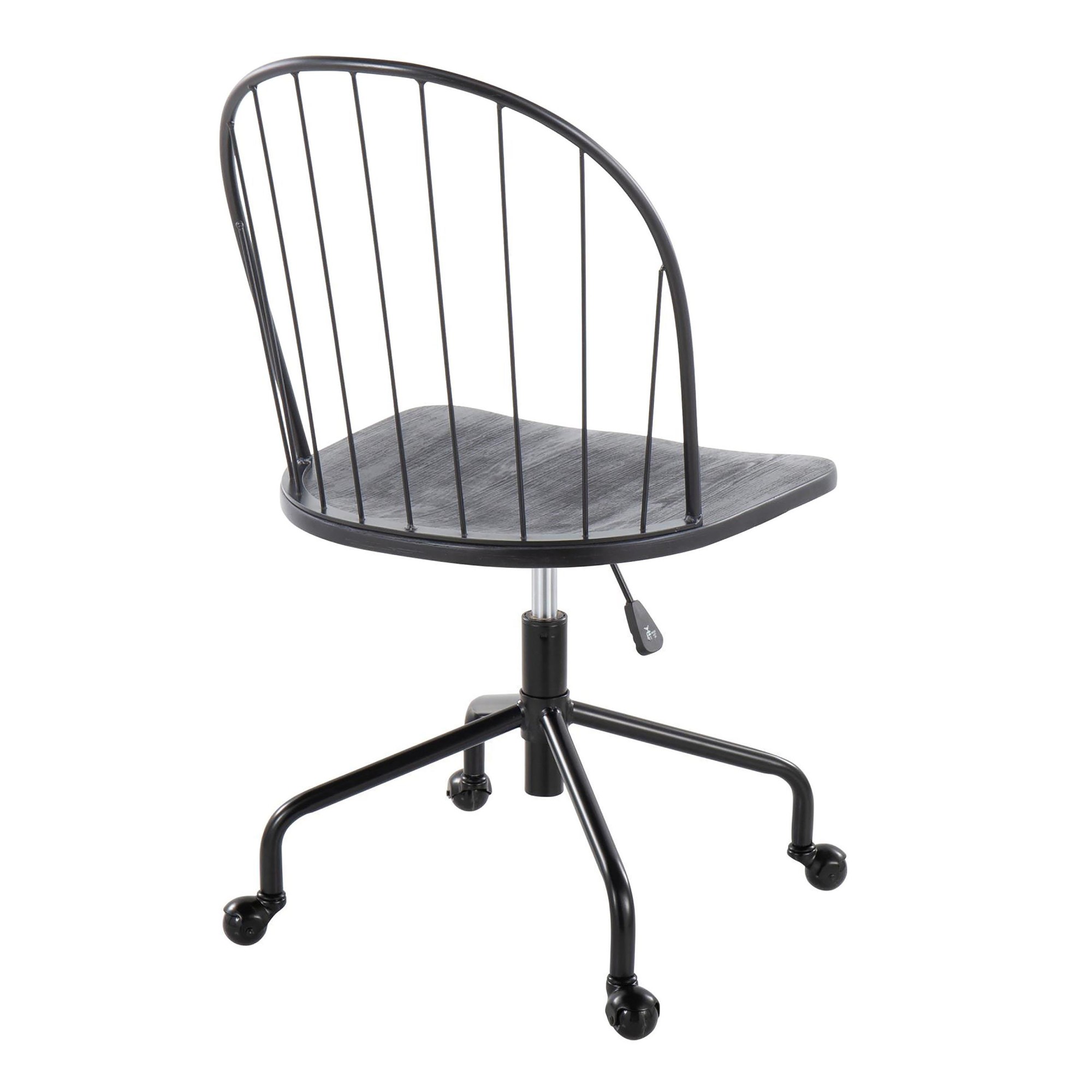 Riley Farmhouse Black Metal Wood High Back Office Chair 5 Riley Farmhouse Black Metal Wood High Back Office Chair - Image 5