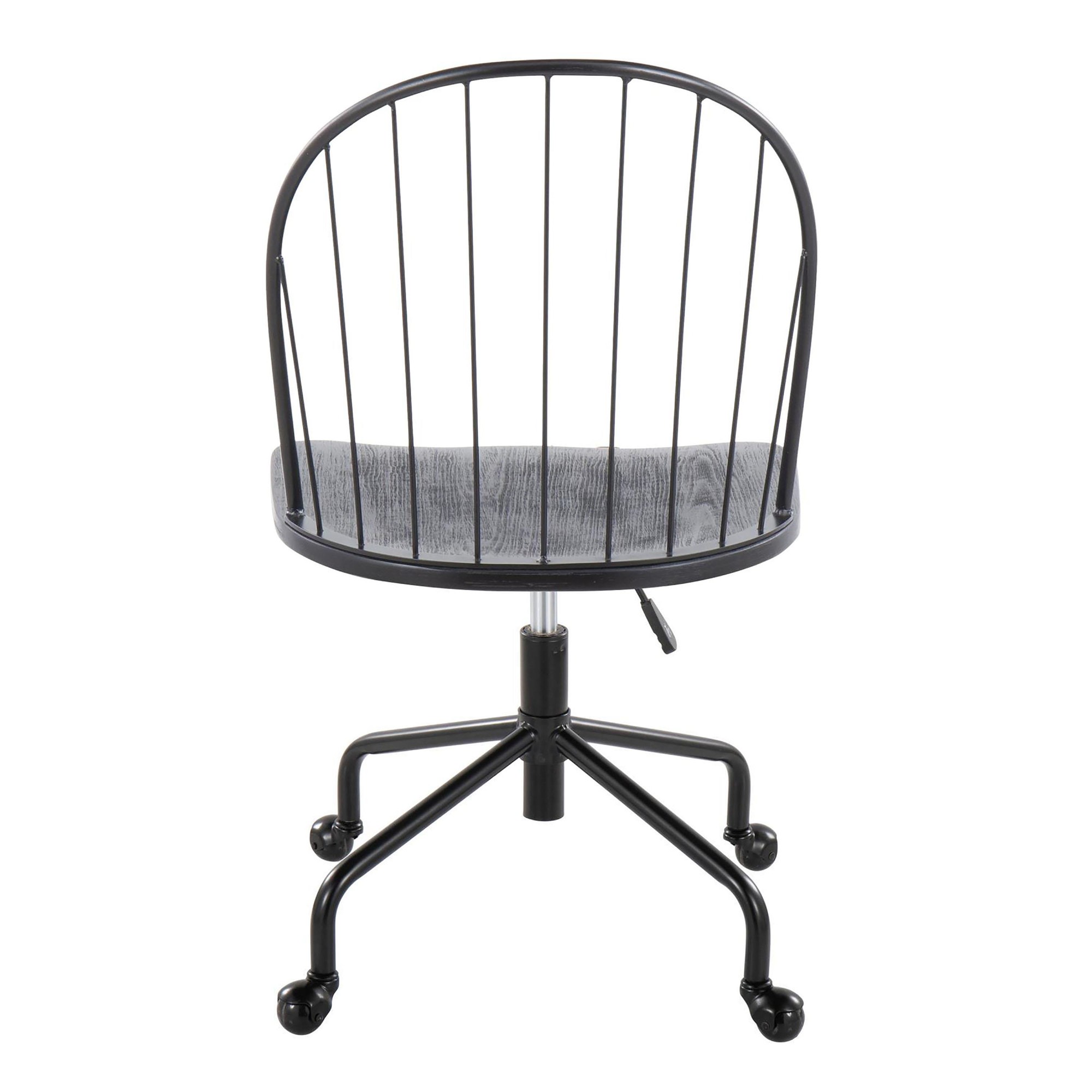 Riley Farmhouse Black Metal Wood High Back Office Chair 6 Riley Farmhouse Black Metal Wood High Back Office Chair - Image 6