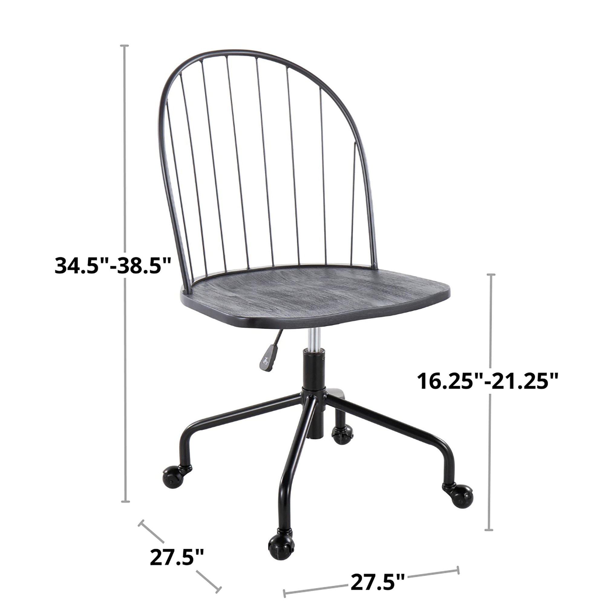 Riley Farmhouse Black Metal Wood High Back Office Chair 8 Riley Farmhouse Black Metal Wood High Back Office Chair - Image 8