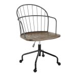 Riley Farmhouse Black Metal and Walnut Wood Adjustable Office Chair 11 Riley Farmhouse Black Metal and Walnut Wood Adjustable Office Chair