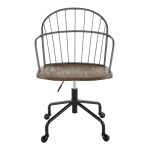 Riley Farmhouse Black Metal and Walnut Wood Adjustable Office Chair 15 Riley Farmhouse Black Metal and Walnut Wood Adjustable Office Chair