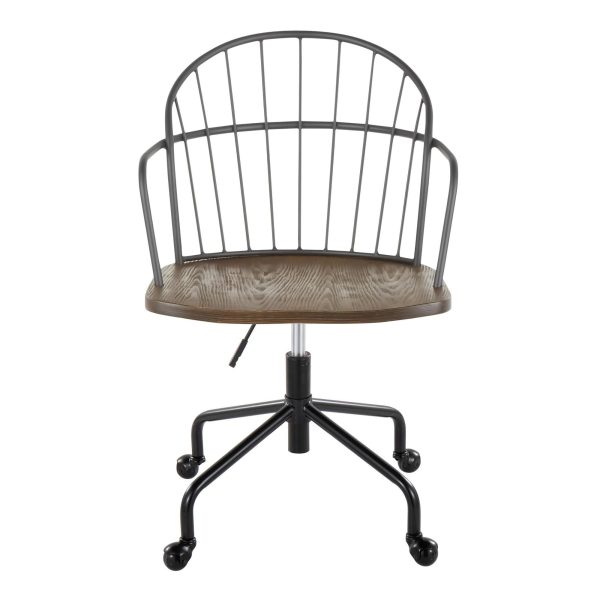 Riley Farmhouse Black Metal and Walnut Wood Adjustable Office Chair 6