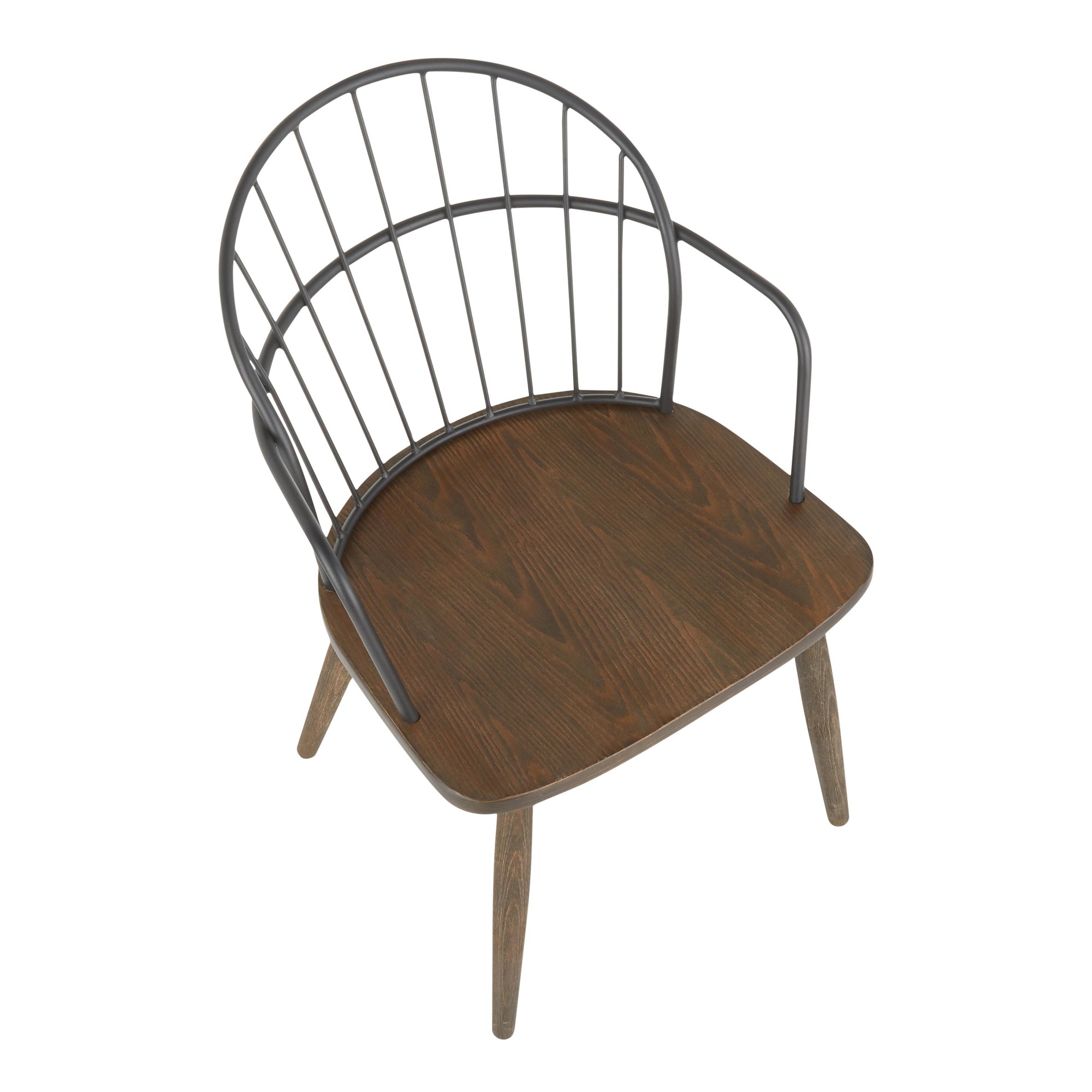 Riley Farmhouse Dark Walnut and Black Arm Chairs (Set of 2) 7 Riley Farmhouse Dark Walnut and Black Arm Chairs (Set of 2) - Image 7