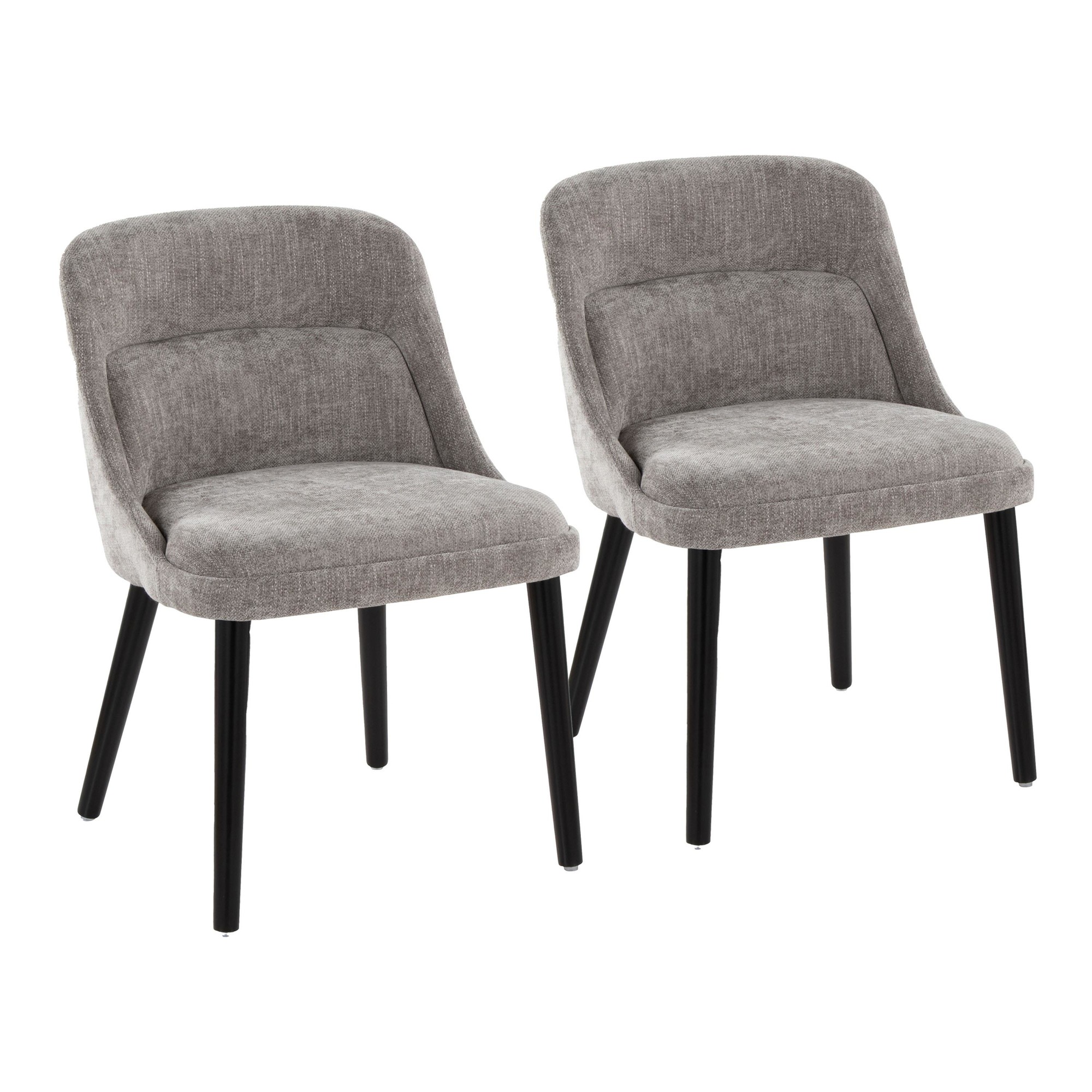 Rina Mid-Century Modern Black Wood Grey Fabric Chairs (Set of 2) 4 Rina Mid-Century Modern Black Wood Grey Fabric Chairs (Set of 2) - Image 4