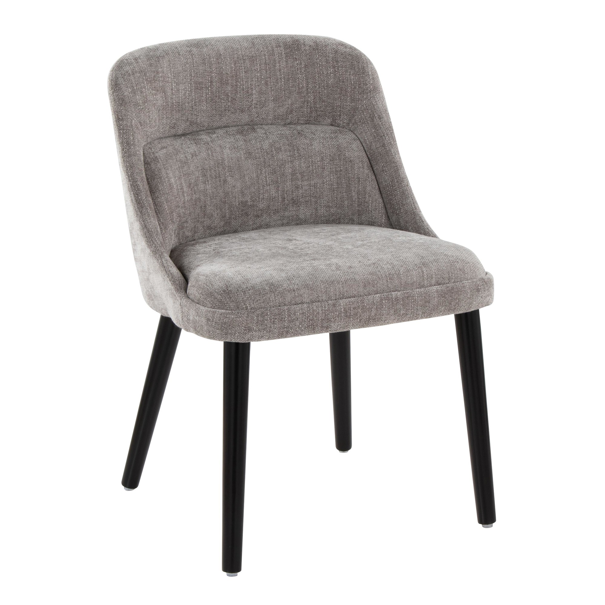 Rina Mid-Century Modern Black Wood Grey Fabric Chairs (Set of 2) 5 Rina Mid-Century Modern Black Wood Grey Fabric Chairs (Set of 2) - Image 5