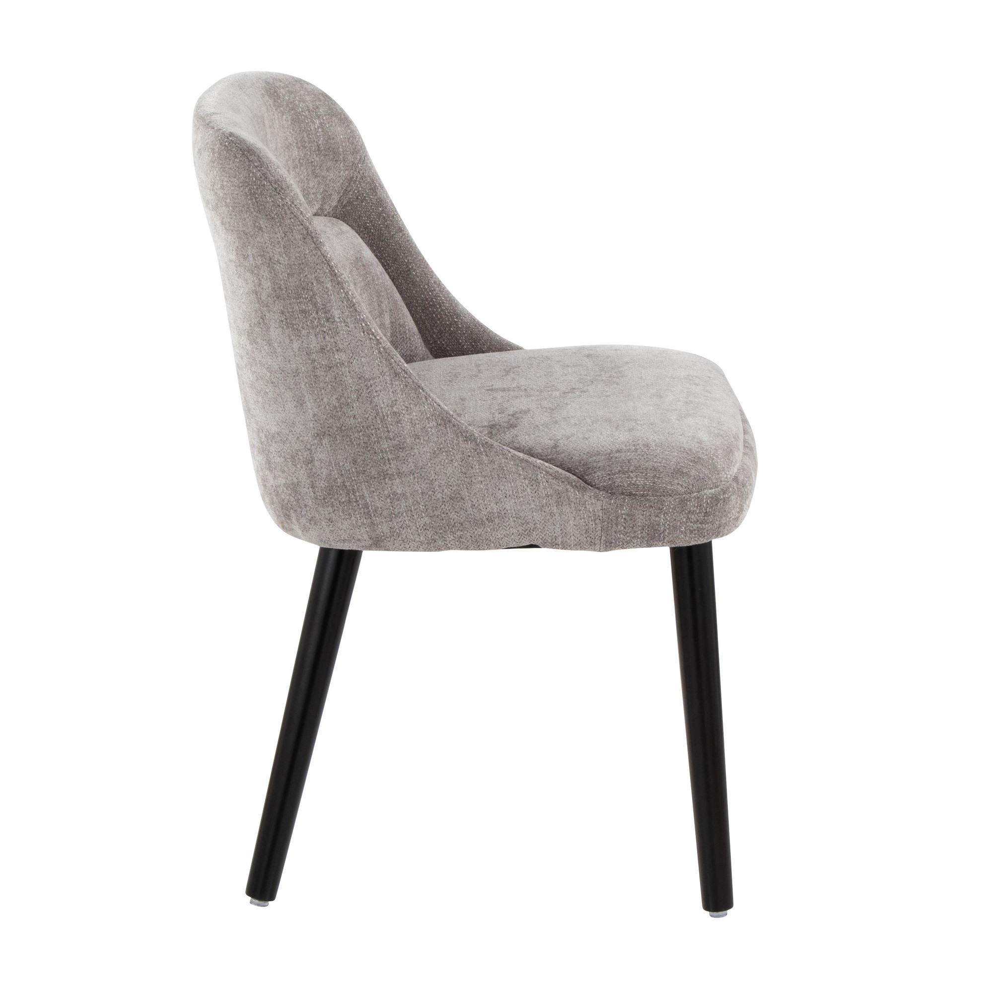 Rina Mid-Century Modern Black Wood Grey Fabric Chairs (Set of 2) 6 Rina Mid-Century Modern Black Wood Grey Fabric Chairs (Set of 2) - Image 6
