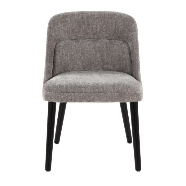 Rina Mid Century Modern Black Wood Grey Fabric Chairs Set of 2 8