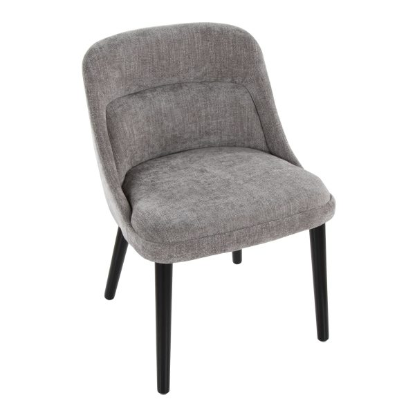 Rina Mid Century Modern Black Wood Grey Fabric Chairs Set of 2 9