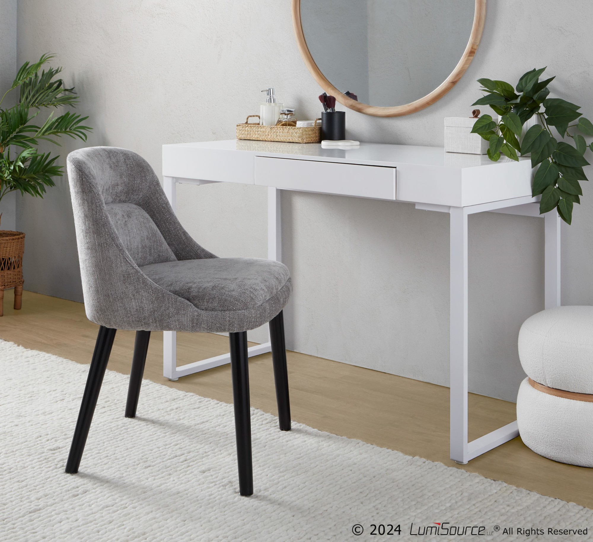 Rina Mid-Century Modern Black Wood Grey Fabric Chairs (Set of 2) 1 Rina Mid-Century Modern Black Wood Grey Fabric Chairs (Set of 2)