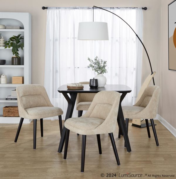 Rina Mid Century Modern Black and Light Brown Dining Chairs Set of 2 1