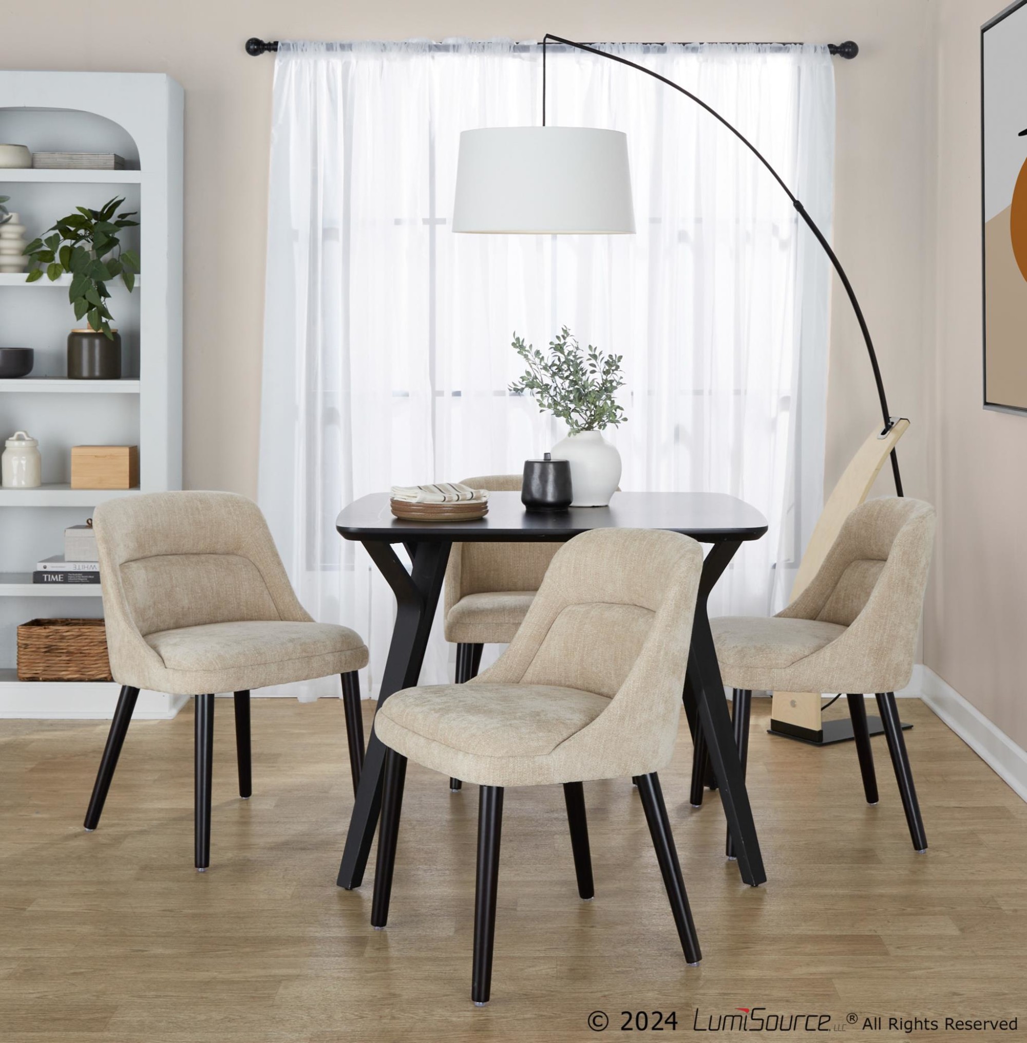 Rina Mid-Century Modern Black and Light Brown Dining Chairs (Set of 2) 2 Rina Mid-Century Modern Black and Light Brown Dining Chairs (Set of 2) - Image 2