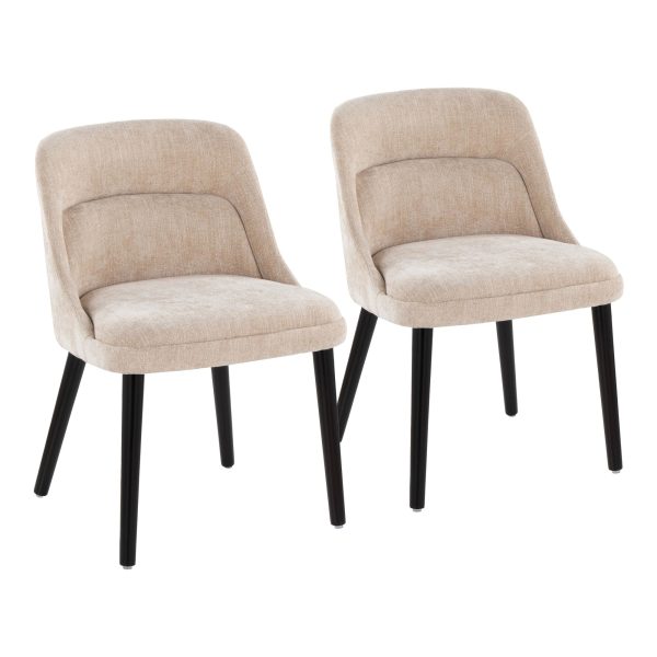 Rina Mid Century Modern Black and Light Brown Dining Chairs Set of 2 4