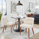 Rina Mid-Century Modern Walnut and Light Brown Chairs (Set of 2)