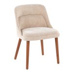 Rina Mid-Century Modern Walnut and Light Brown Chairs (Set of 2)