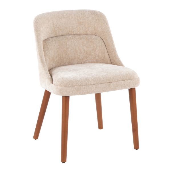 Rina Mid Century Modern Walnut and Light Brown Chairs Set of 2 2