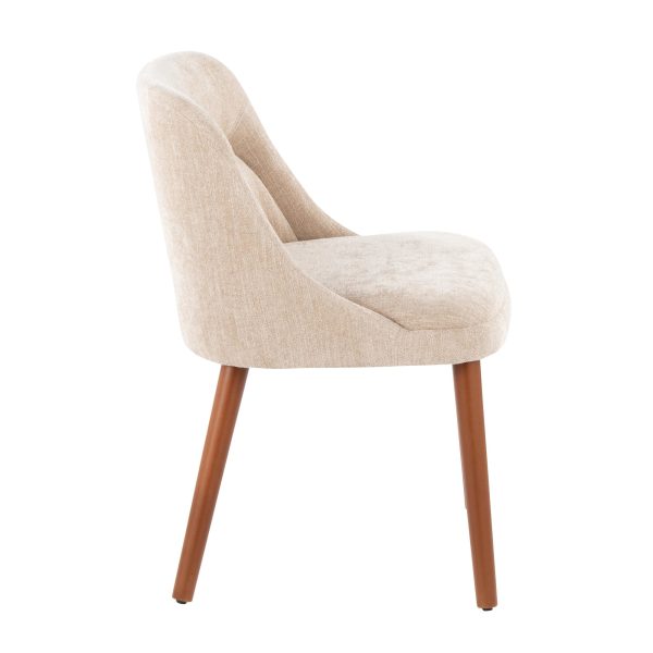 Rina Mid Century Modern Walnut and Light Brown Chairs Set of 2 3