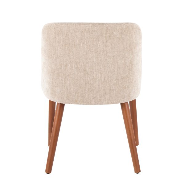Rina Mid Century Modern Walnut and Light Brown Chairs Set of 2 5