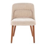 Rina Mid-Century Modern Walnut and Light Brown Chairs (Set of 2)
