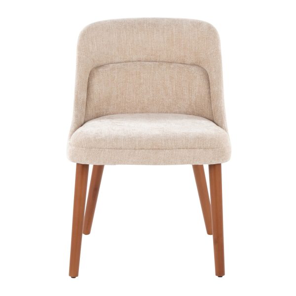 Rina Mid Century Modern Walnut and Light Brown Chairs Set of 2 6