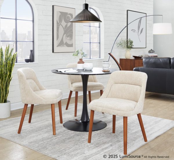 Rina Mid Century Modern Walnut and Light Brown Chairs Set of 2