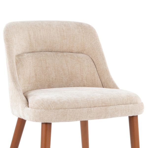 Rina Mid Century Modern Walnut and Light Brown Chairs Set of 2 7