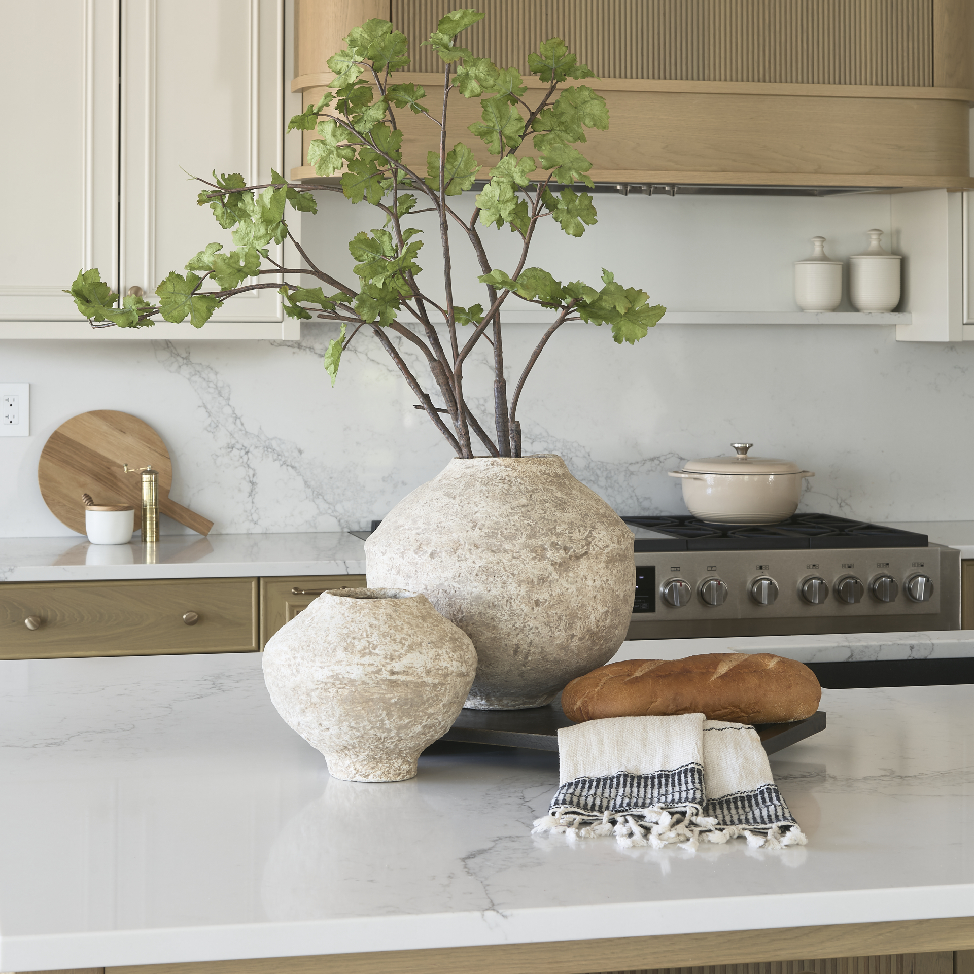 Ritu Large Beige Paper Mache Pot Vase 3 Ritu Large Beige Paper Mache Pot Vase - Image 3