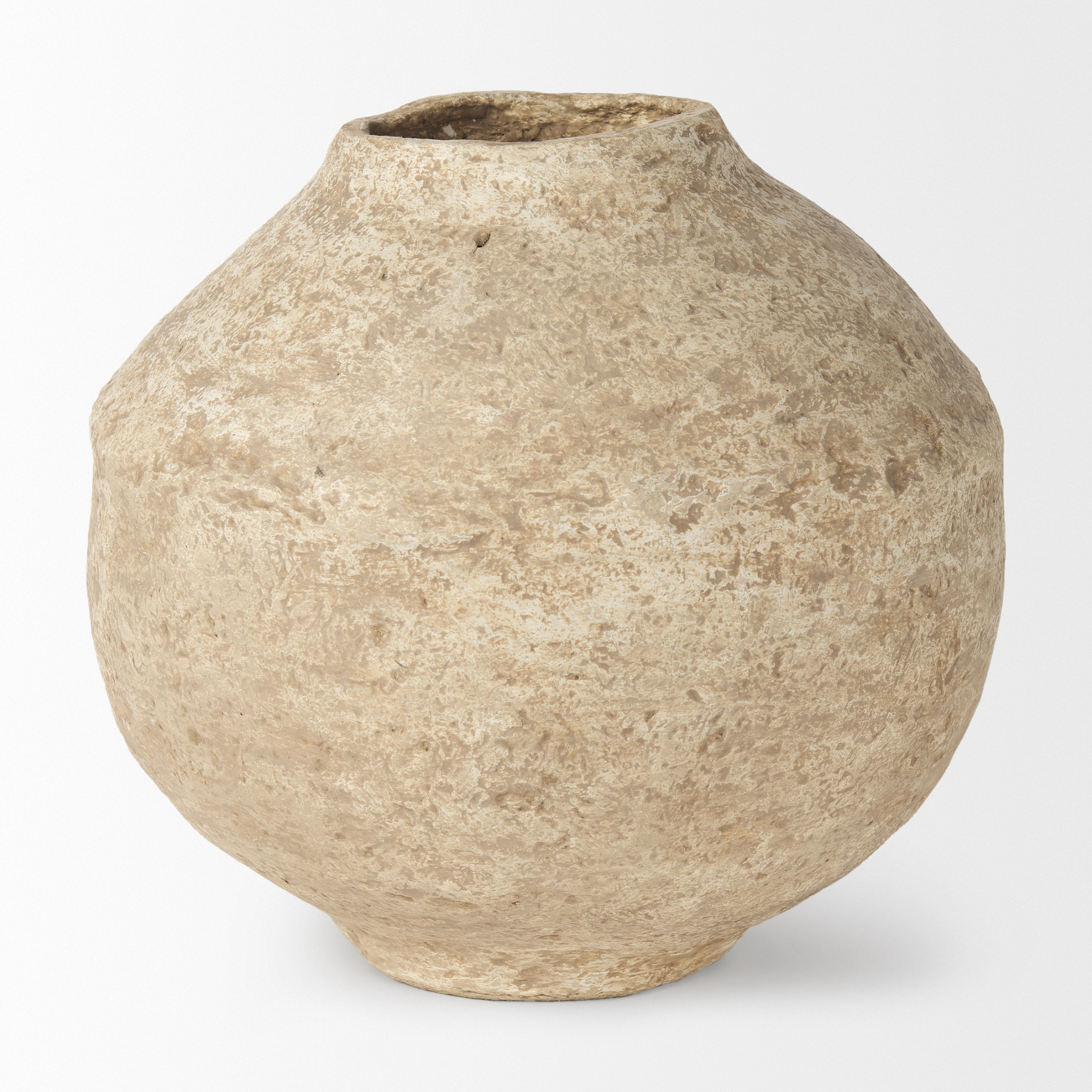 Ritu Large Beige Paper Mache Pot Vase 4 Ritu Large Beige Paper Mache Pot Vase - Image 4