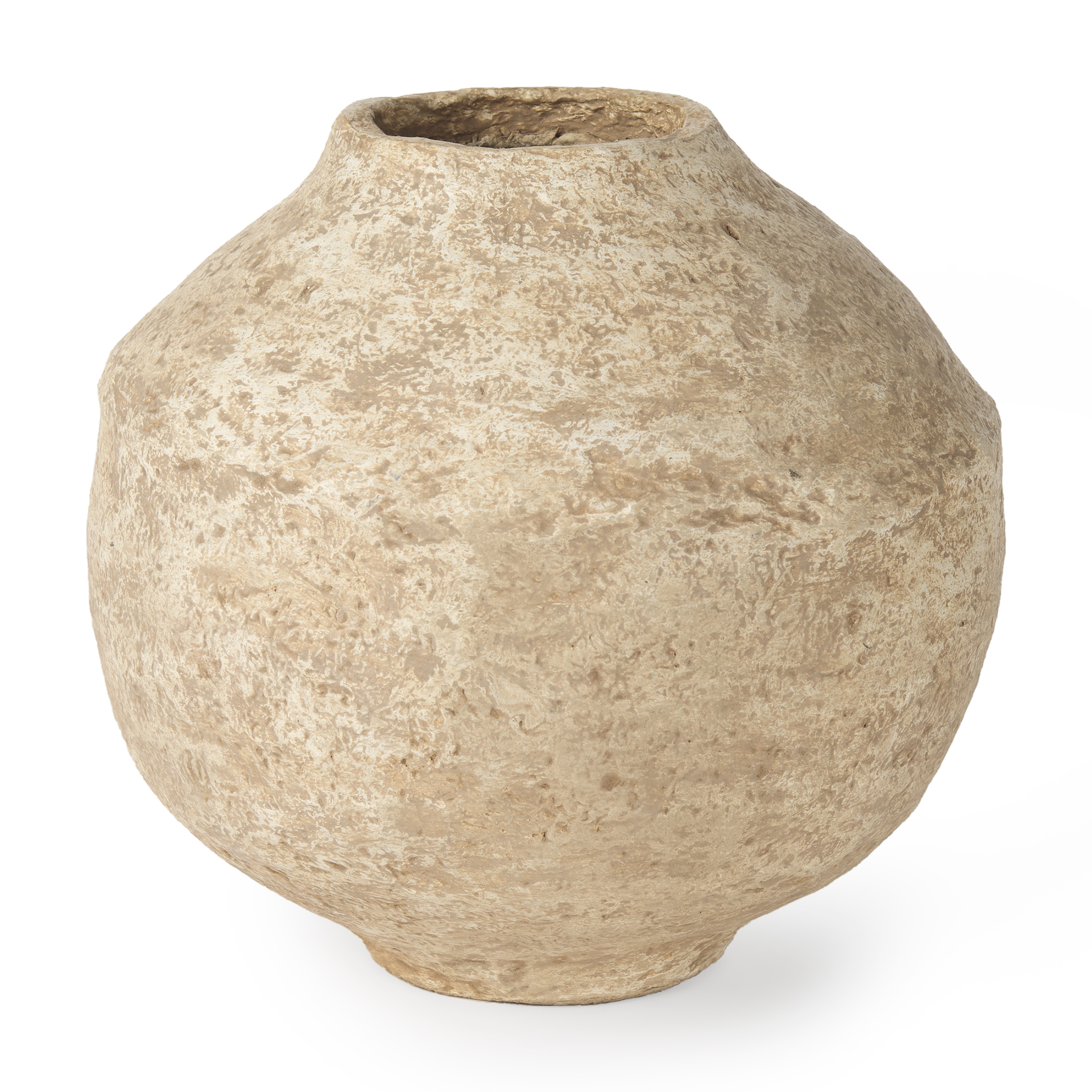 Ritu Large Beige Paper Mache Pot Vase 1 Ritu Large Beige Paper Mache Pot Vase