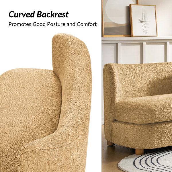 Robert Camel Imitation Linen Curved Back Modern Sofa 2