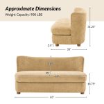 Robert Camel Imitation Linen Curved Back Modern Sofa