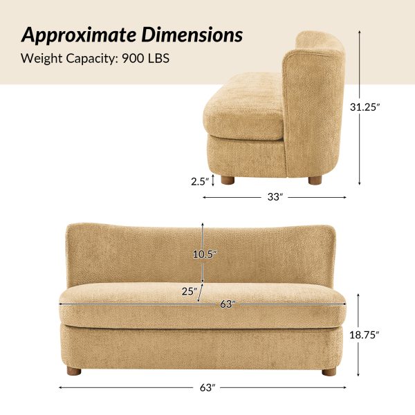 Robert Camel Imitation Linen Curved Back Modern Sofa 4