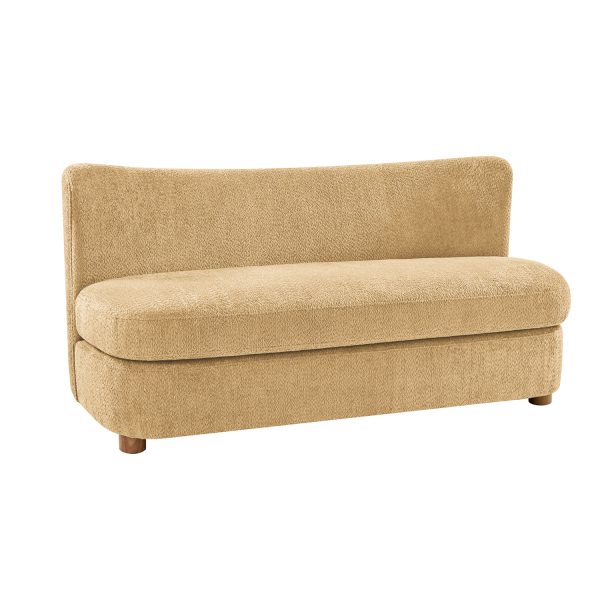 Robert Camel Imitation Linen Curved Back Modern Sofa