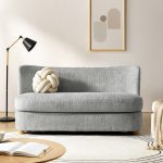 Robert Grey Modern Curved Back Imitation Linen Loveseat 7 Robert Grey Modern Curved Back Imitation Linen Loveseat
