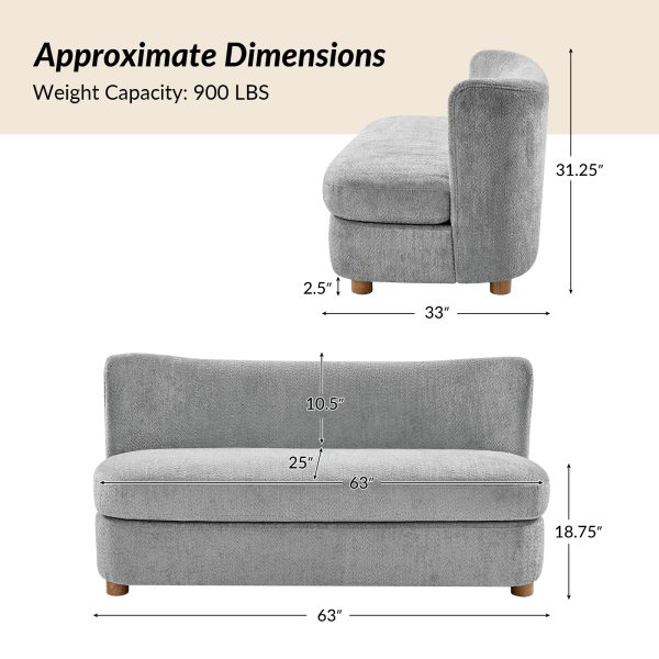 Robert Grey Modern Curved Back Imitation Linen Loveseat 4