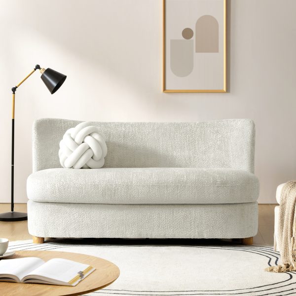 Robert Modern Imitation Linen Curved Back Loveseat Ivory 1