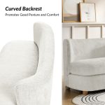 Robert Modern Imitation Linen Curved Back Loveseat, Ivory 8 Robert Modern Imitation Linen Curved Back Loveseat, Ivory