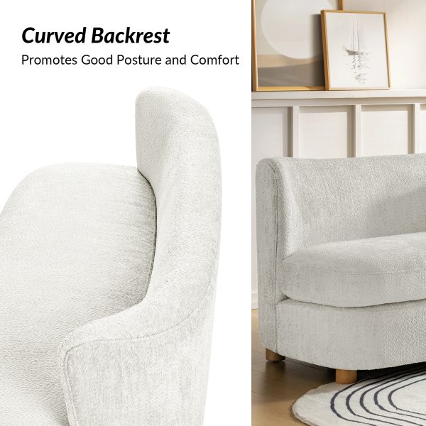 Robert Modern Imitation Linen Curved Back Loveseat Ivory 2
